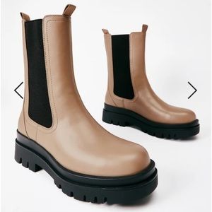 Brand new taupe platform boots